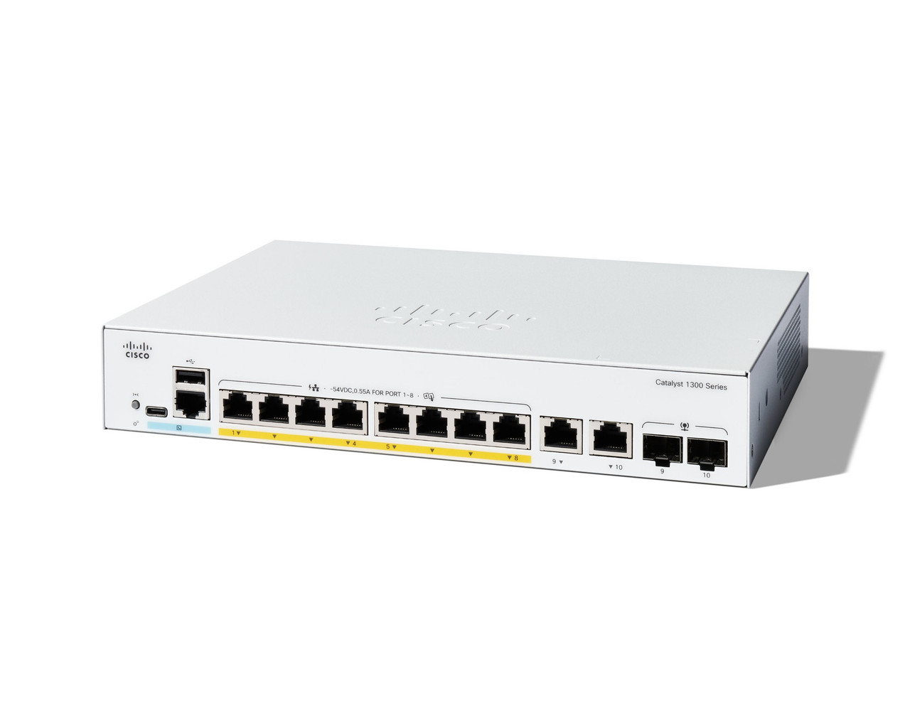Cisco Catalyst 1300 Managed L2 Gigabit Ethernet (10/100/1000) Power over Ethernet (PoE) Gray - C1300-8P-E-2G