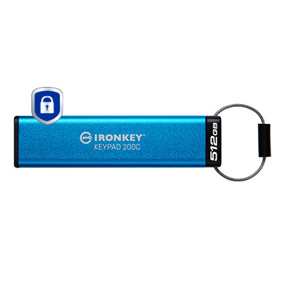 Kingston Technology IronKey 512GB USB-C Keypad 200C, FIPS 140-3 Lvl 3 AES-256 - IKKP200C/512GB
