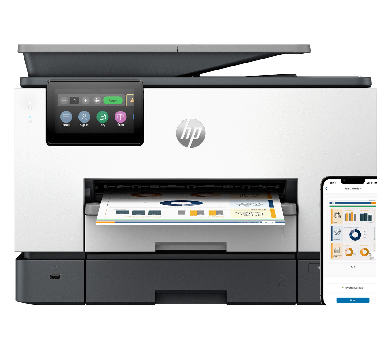 HP OfficeJet Pro 9130b Wireless All-in-One Color Printer, Two-sided printing; Copier, Scanner - 4U555A#B1H