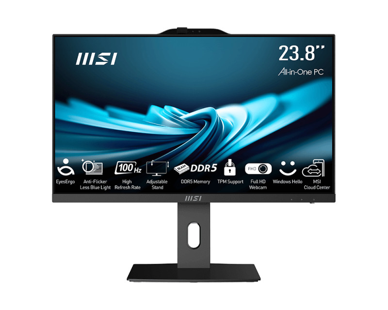 MSI Pro AP242P 14M-642US Intel® Core i5 i5-14400 23.8" 1920 x 1080 pixels All-in-One PC 16 GB DDR5-SDRAM 1 TB SSD Windows 11 Pro Wi-Fi 6E (802.11ax) Black - PAP242P14M642