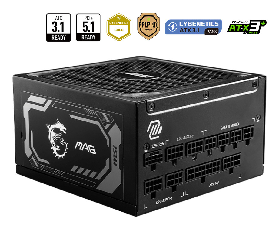 MSI MAG A1250GL PCIE5 power supply unit 1250 W 24-pin ATX ATX Black - MAGA1250GLPCIE5