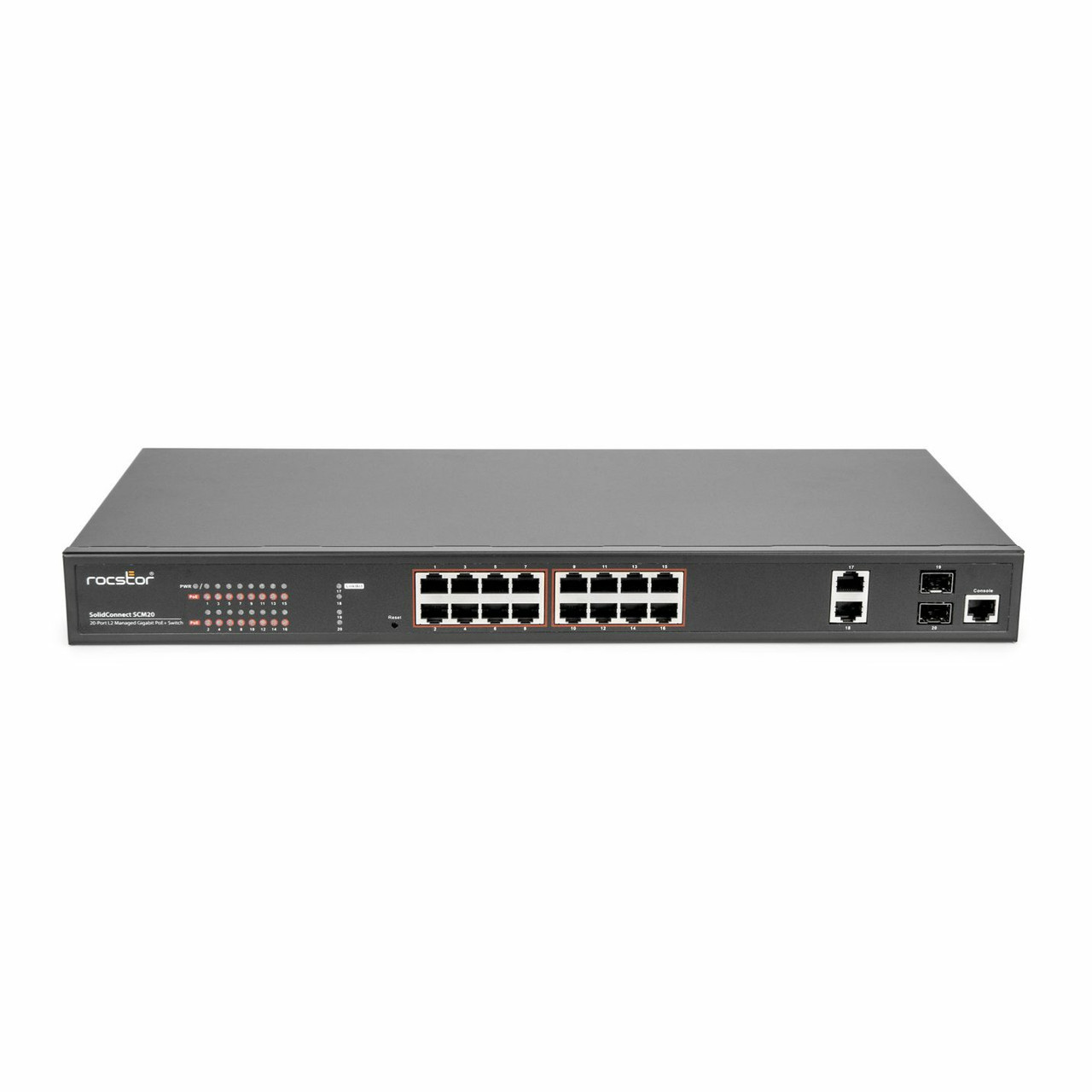 Rocstor SolidConnect SCM20 Managed L2 Gigabit Ethernet (10/100/1000) Power over Ethernet (PoE) Black - Y10S010-B1