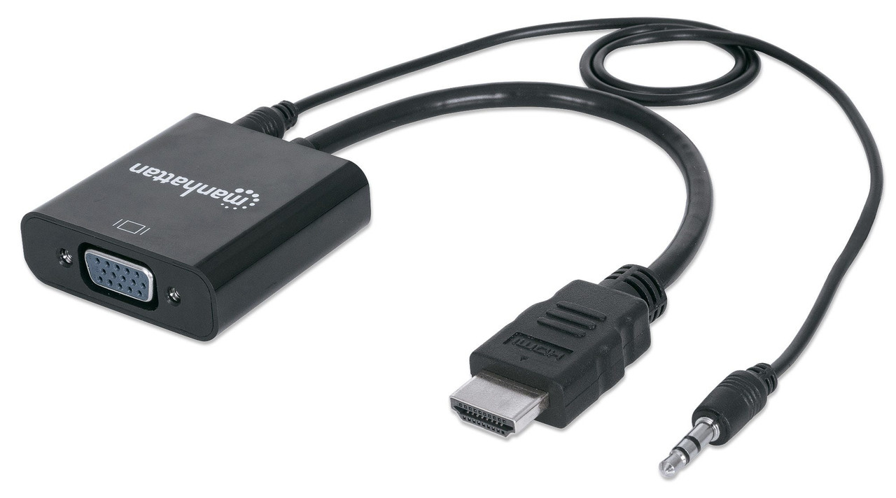 Manhattan 151450 video cable adapter 11.8" (0.3 m) HDMI + 3.5mm VGA (D-Sub) Black