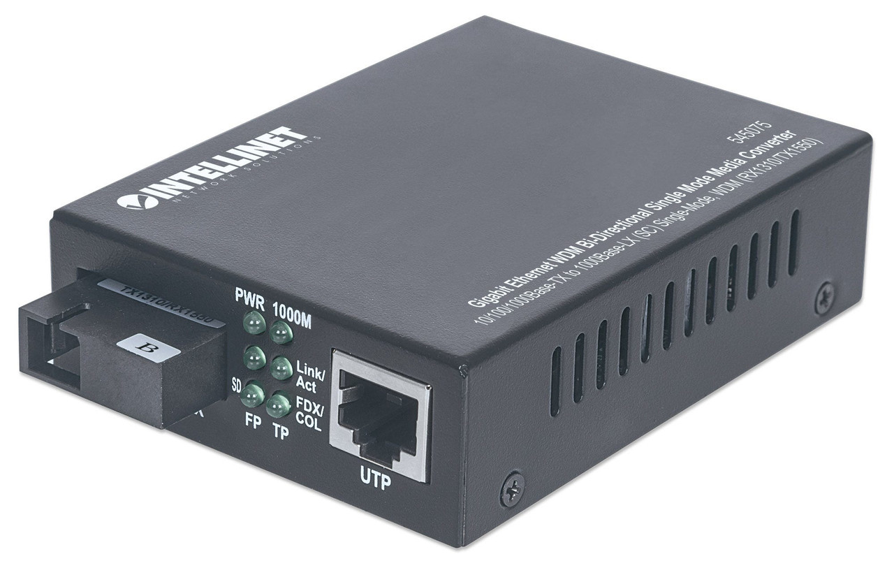 Intellinet 545075 network media converter 1000 Mbit/s 1550 nm Single-mode Black