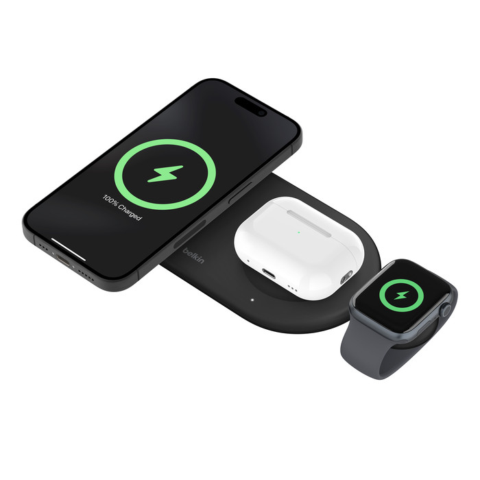 Belkin BoostCharge Pro Headphones, Smartphone, Smartwatch Black AC Wireless charging Fast charging Indoor - WIZ022TTBK