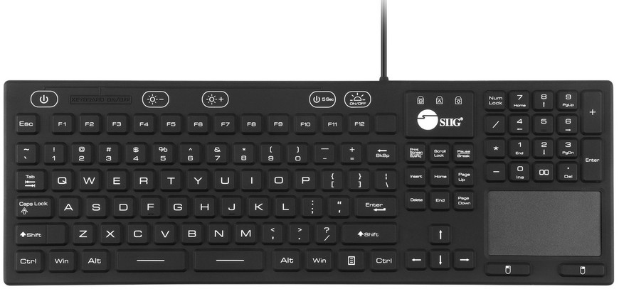 Siig JK-US0W11-S1 keyboard Medical USB QWERTY Black