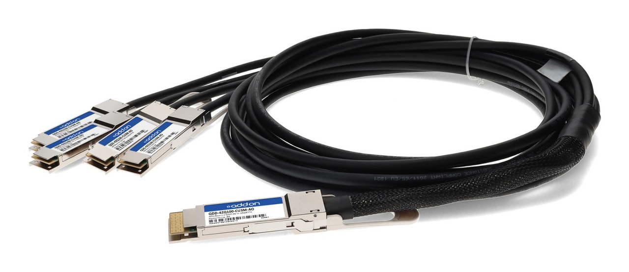 AddOn Networks QDD-4ZQ100-CU3M-AO InfiniBand/fibre optic cable 118.1" (3 m) QSFP-DD 4x QSFP56 DAC Black, Stainless steel
