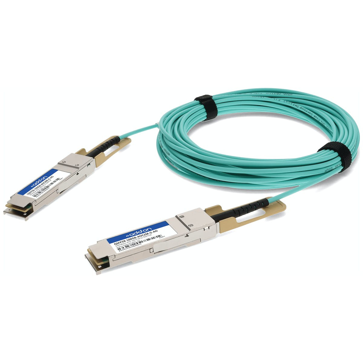 AddOn Networks QSFP28-100GB-AOC2M-G-AO InfiniBand/fibre optic cable 78.7" (2 m) Aqua color - QSFP28-100GBAOC2MGAO
