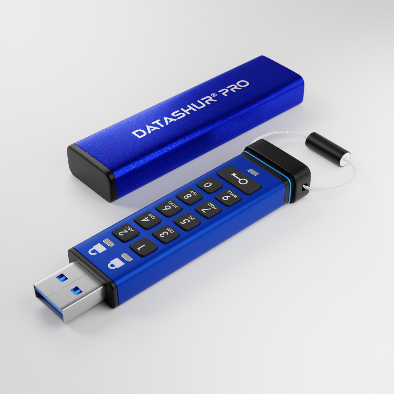 iStorage datAshur Pro USB flash drive 64 GB USB Type-A 3.2 Gen 1 (3.1 Gen 1) Blue - IS-FL-DA3-256-64