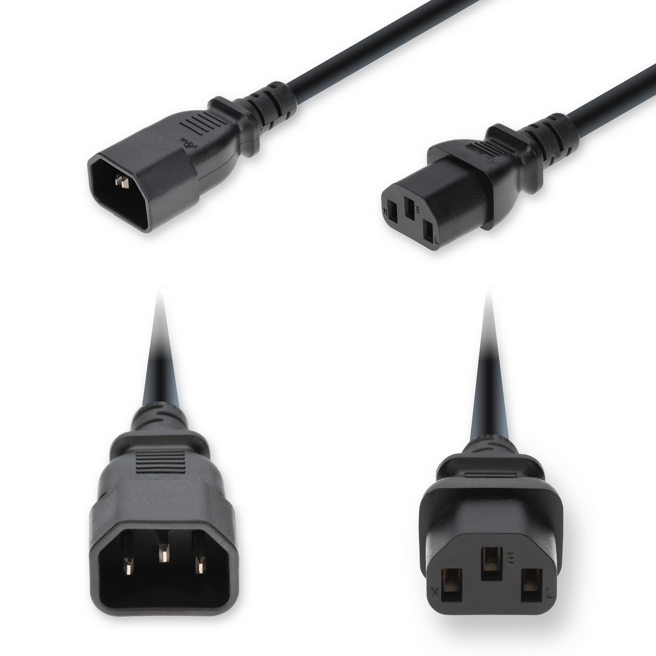 AddOn Networks ADD-C142C13C14G4FBK power cable Black 47.2" (1.2 m) IEC C14 IEC C13