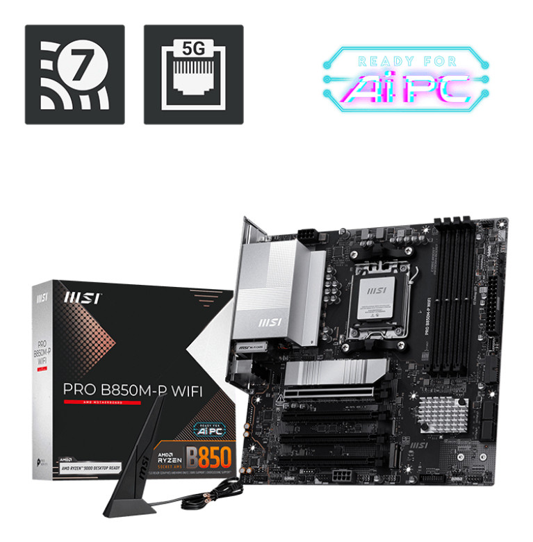 MSI PRO B850M-P WIFI motherboard AMD B850 Socket AM5 micro ATX - PROB850MPWIFI