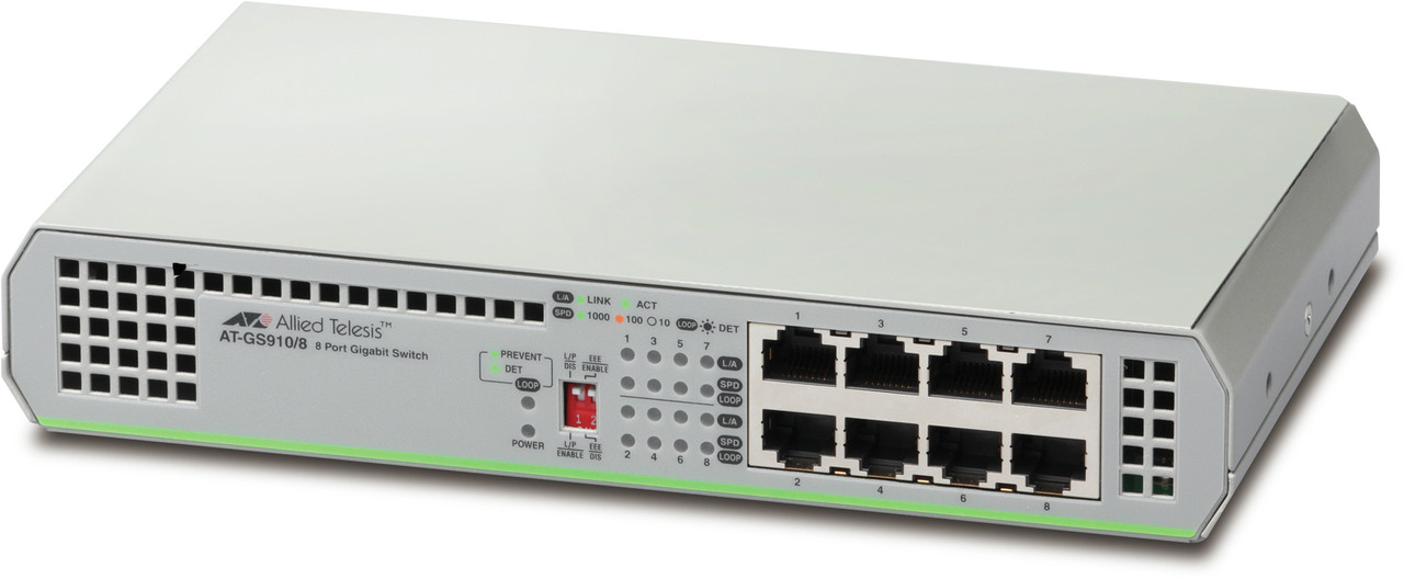 AT-GS910/8-10 , Allied Telesis GS910/8 Unmanaged Gigabit Ethernet (10/100/1000) Gray - AT-GS910/8-10