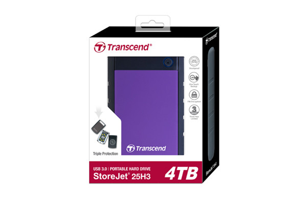 TS4TSJ25H3P , Transcend StoreJet 25H3 external hard drive 4 TB 2.5" USB 3.2 Gen 1 (3.1 Gen 1) Black, Purple - TS4TSJ25H3P
