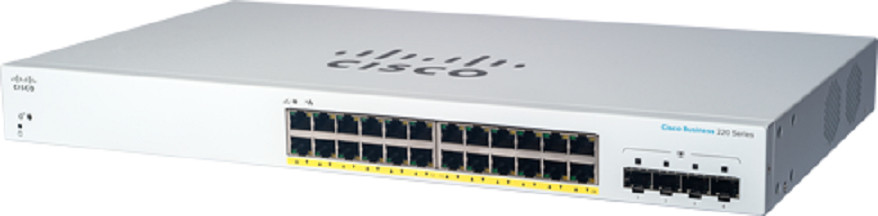 CBS220-24P-4G-NA , Cisco CBS220-24P-4G Managed L2 Gigabit Ethernet (10/100/1000) Power over Ethernet (PoE) 1U White