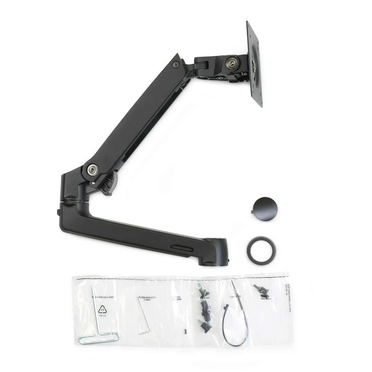98-130-224 , Ergotron LX Dual Stacking Arm, Extension and Collar Kit, Matte Black.