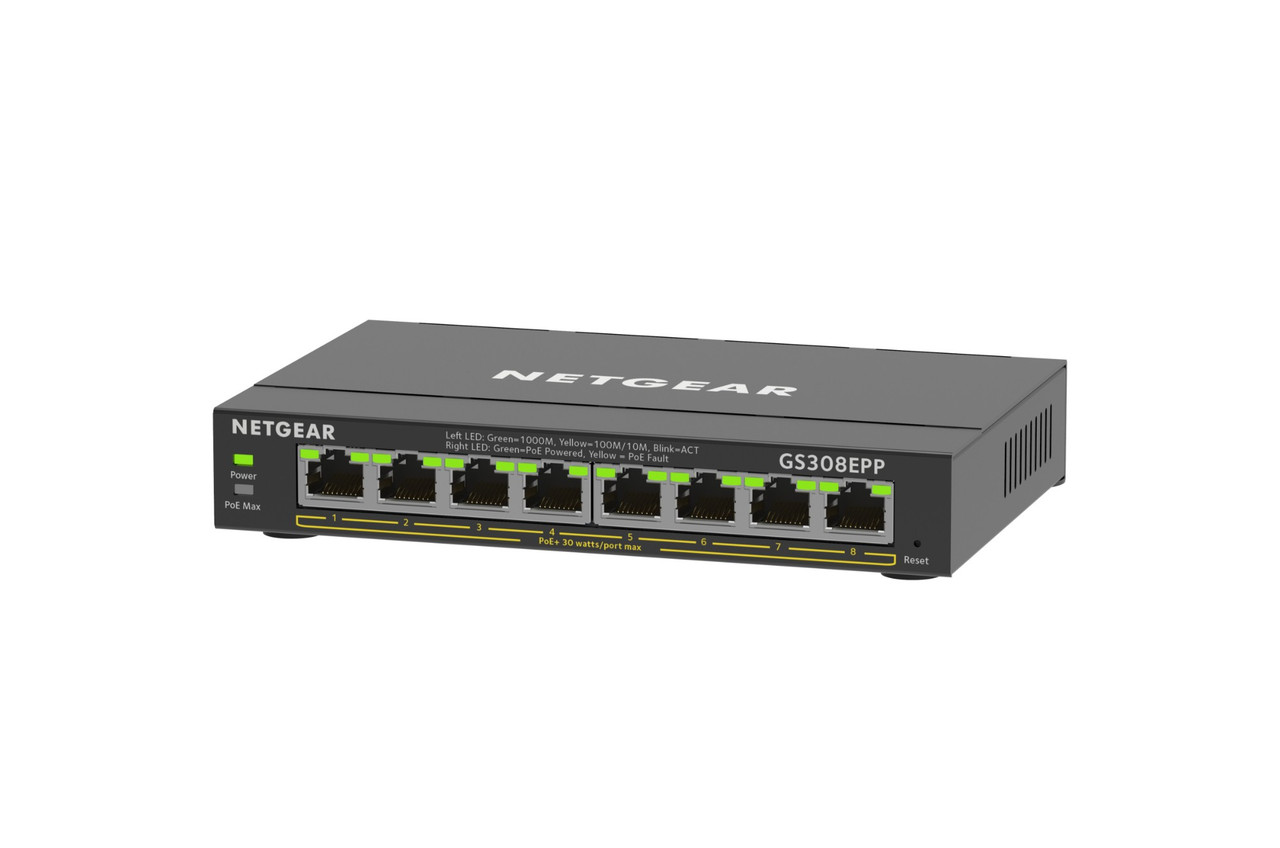 GS308EPP-100NAS , NETGEAR GS308EPP Managed L2/L3 Gigabit Ethernet (10/100/1000) Power over Ethernet (PoE) Black
