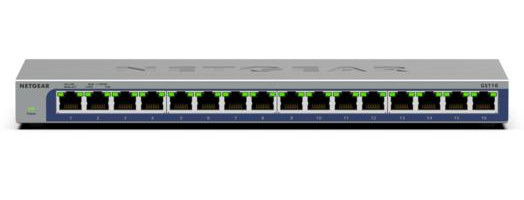 NETGEAR GS116-300NAS network switch Unmanaged L2 Gigabit Ethernet (10/100/1000) Black , GS116-300NAS
