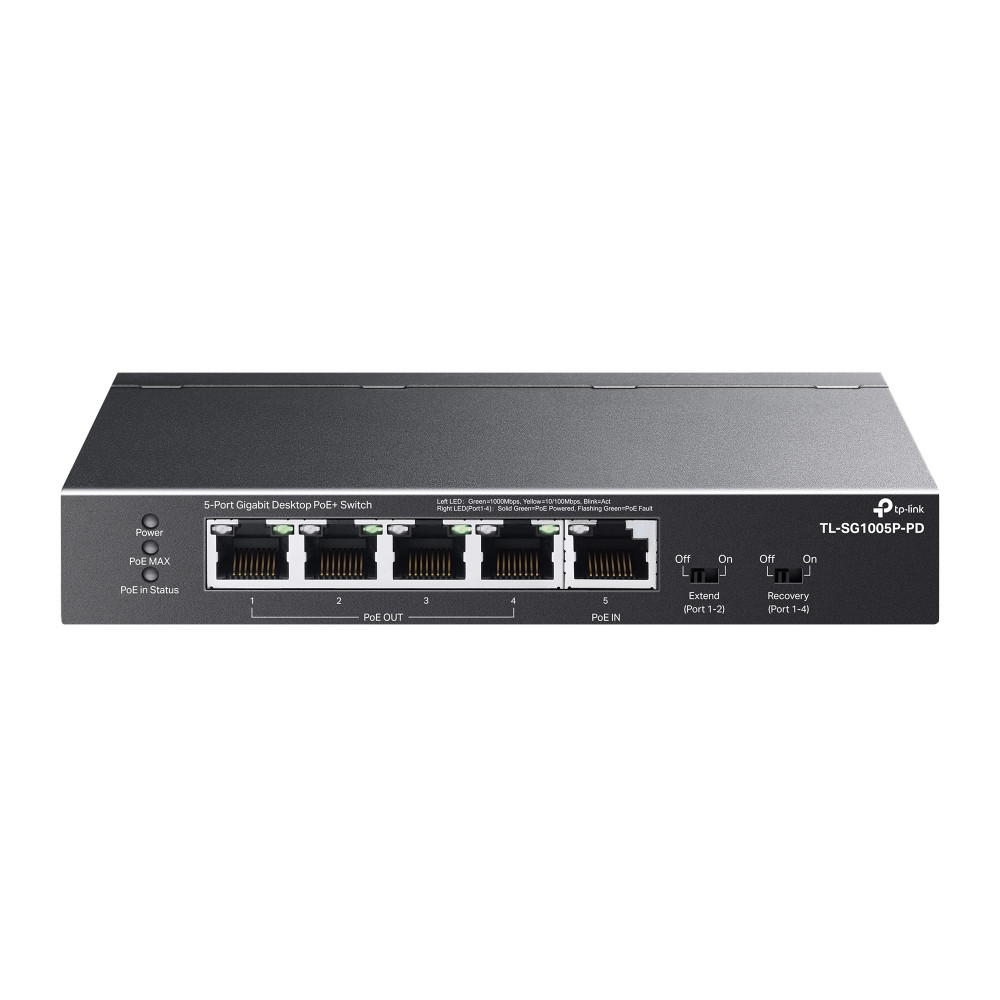 TP-Link TL-SG1005P-PD network switch Gigabit Ethernet (10/100/1000) Power over Ethernet (PoE) Black , TL-SG1005P-PD