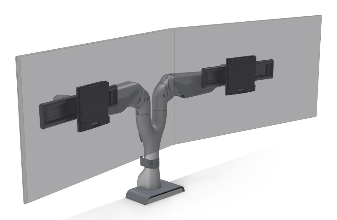 HAT Design Works E5 Dual Dynamic 32" Desk Silver - E5-D2-SLV , E5-D2-SLV