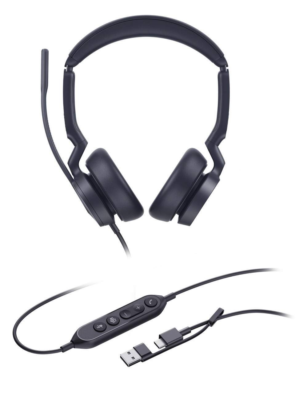 Yealink UH46 Dual Teams USB-C/A Headset Wired Head-band Office/Call center USB Type-C / USB Type-A Black - 1308182 , 1308182