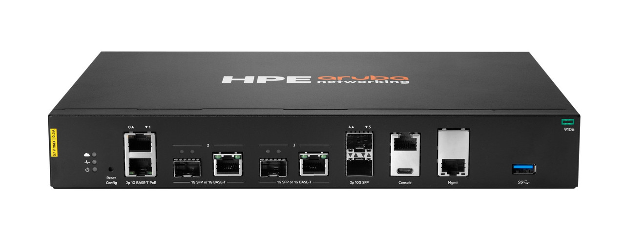 HPE Aruba Networking 9106 (US) 2x SFP+ 2x Combo 2x PoE Hybrid Gateway - S5H02A , S5H02A