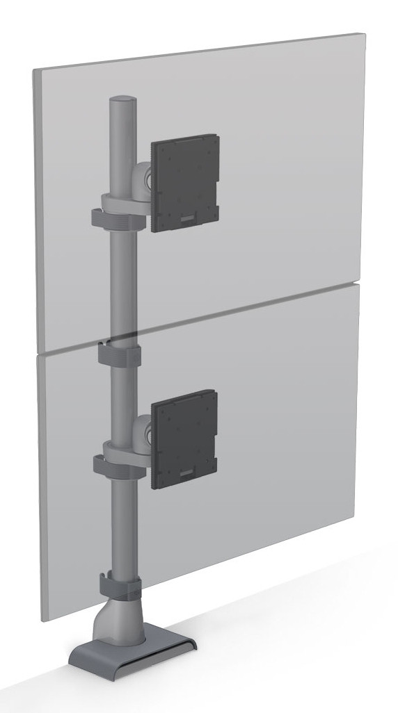 HAT Design Works E5 One Over One Static Pole 49" Desk Silver - E5G-P11-SLV , E5G-P11-SLV