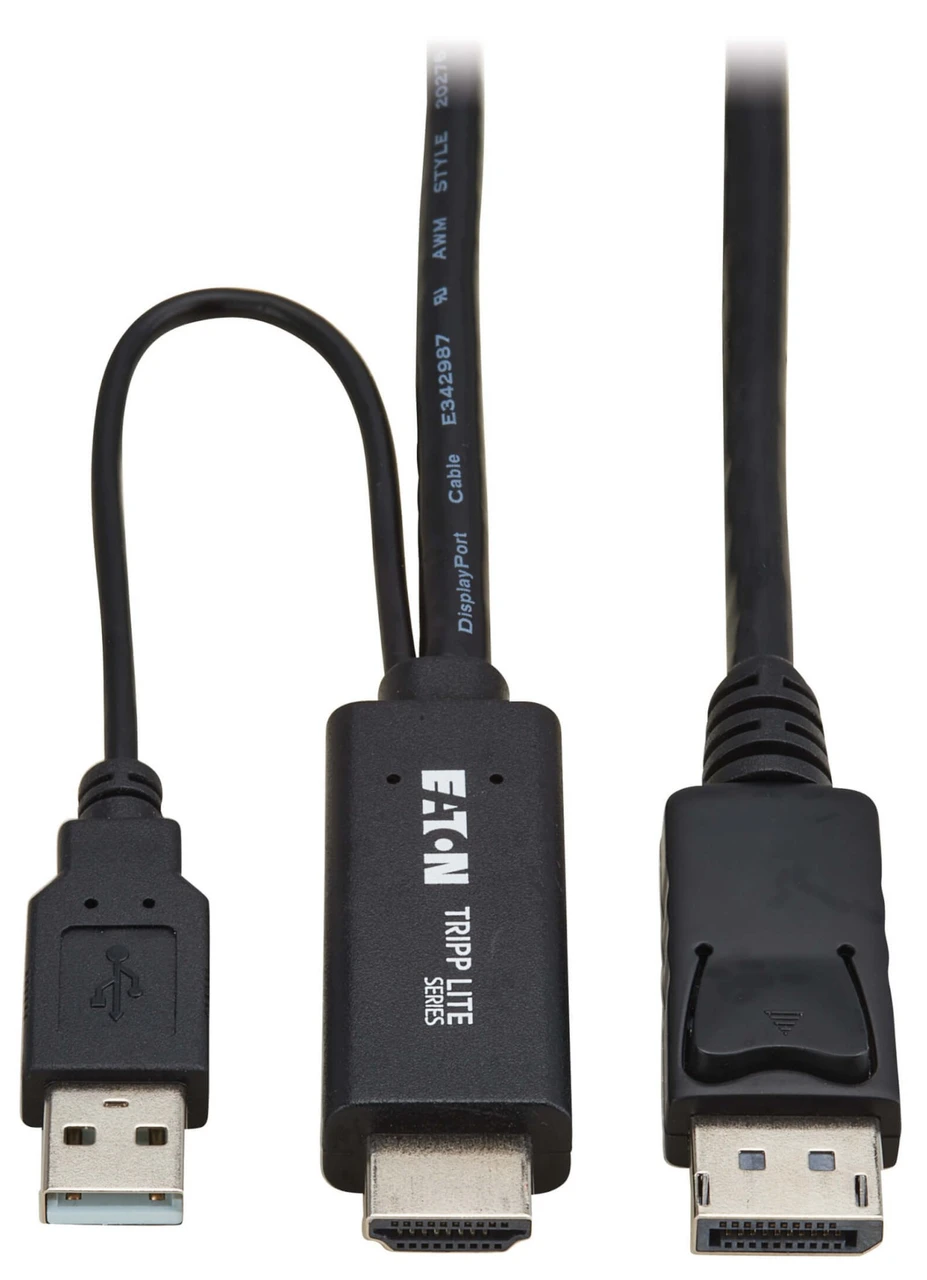 Eaton P567-01M-4K6 video cable adapter 39.4" (1 m) DisplayPort + USB Type-A HDMI Black , P567-01M-4K6