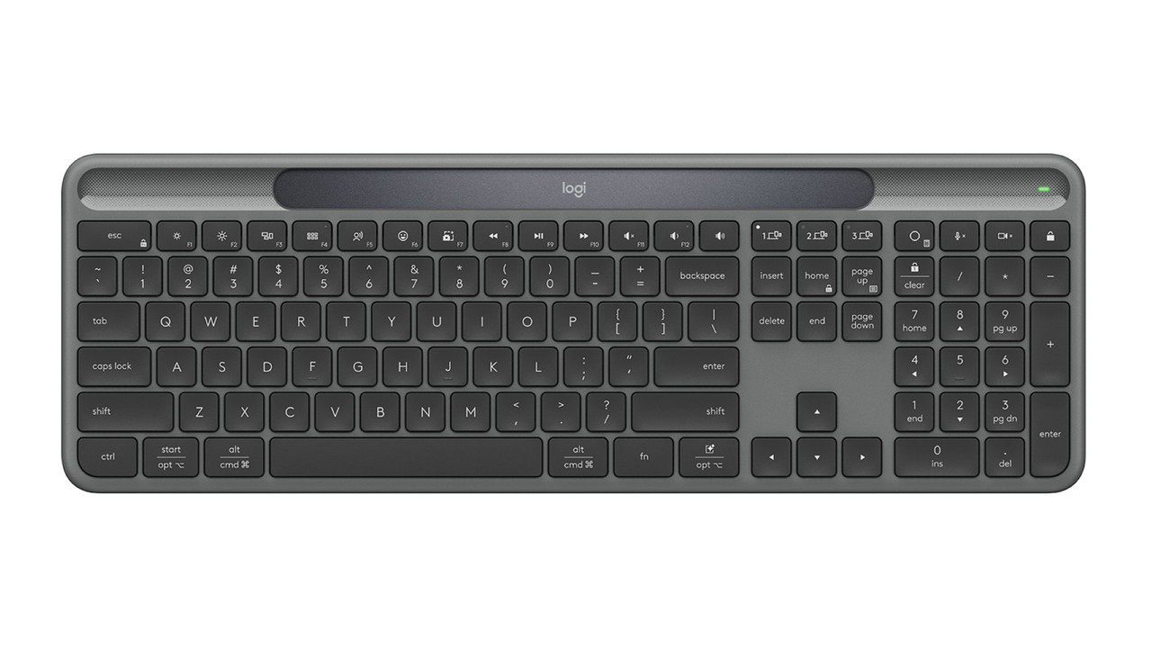 Logitech Signature Slim Solar+ K980 keyboard Universal RF Wireless + Bluetooth QWERTY US English Graphite - 920-013755 , 920-013755