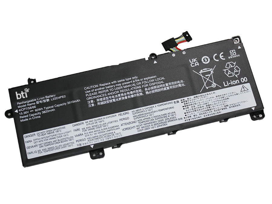 BTI L22B4PE0- industrial rechargeable battery Lithium-Ion (Li-Ion) 3906 mAh 15.36 V - L22B4PE0-BTI , L22B4PE0-BTI