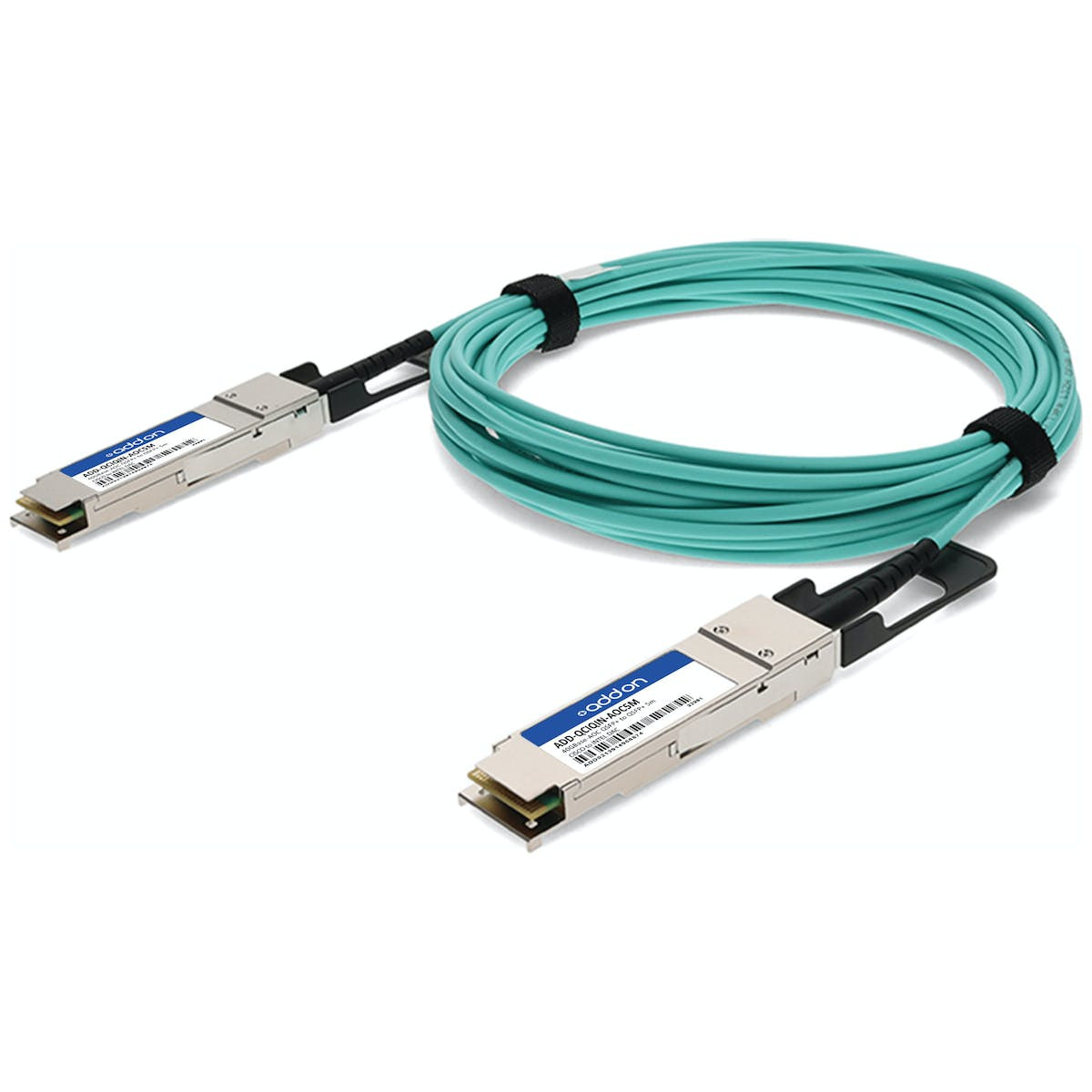 AddOn Networks ADD-QCIQIN-AOC5M InfiniBand/fibre optic cable 196.9" (5 m) QSFP+ Aqua color , ADD-QCIQIN-AOC5M
