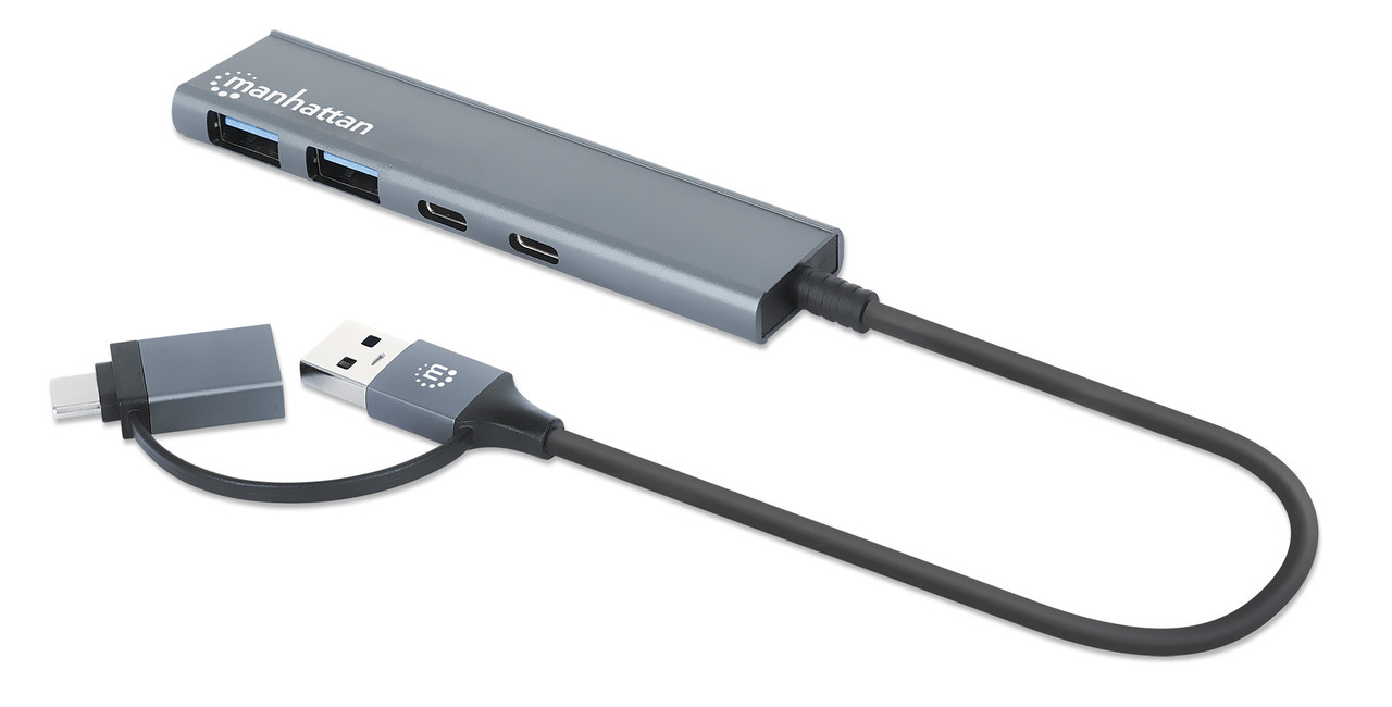 Manhattan 181075 laptop dock/port replicator Wired USB 3.2 Gen 1 (3.1 Gen 1) Type-A + Type-C Gray , 181075