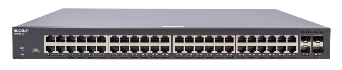 RUCKUS Networks ICX8100-48P-X network switch Managed Gigabit Ethernet (10/100/1000) Power over Ethernet (PoE) 1U Black , ICX8100-48P-X