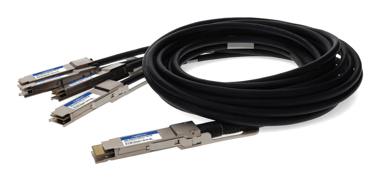 AddOn Networks QDD-4QSFP56-400-CU1-5M-AO InfiniBand/fibre optic cable 59.1" (1.5 m) QSFP-DD 4x QSFP56 DAC Black, Stainless steel , QDD-4QSFP56-400-CU1-5M-AO