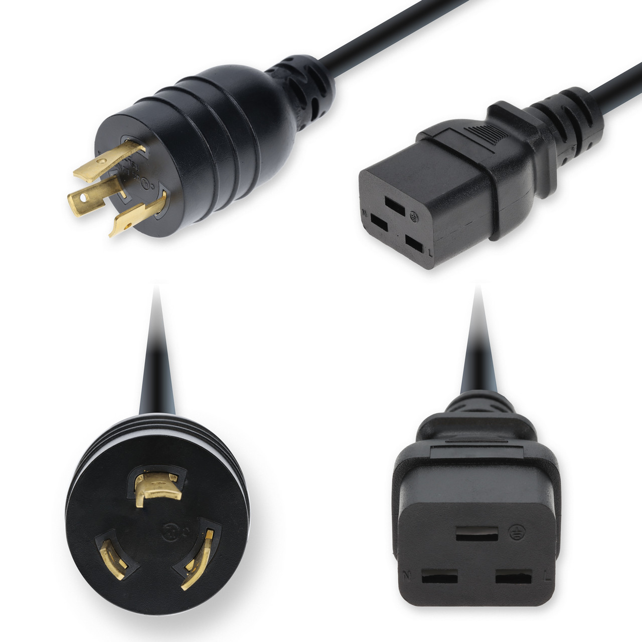 AddOn Networks ADD-L520T2C19I12G10FBK power cable Black 118.1" (3 m) NEMA 5-20P C19 coupler , ADD-L520T2C19I12G10FBK