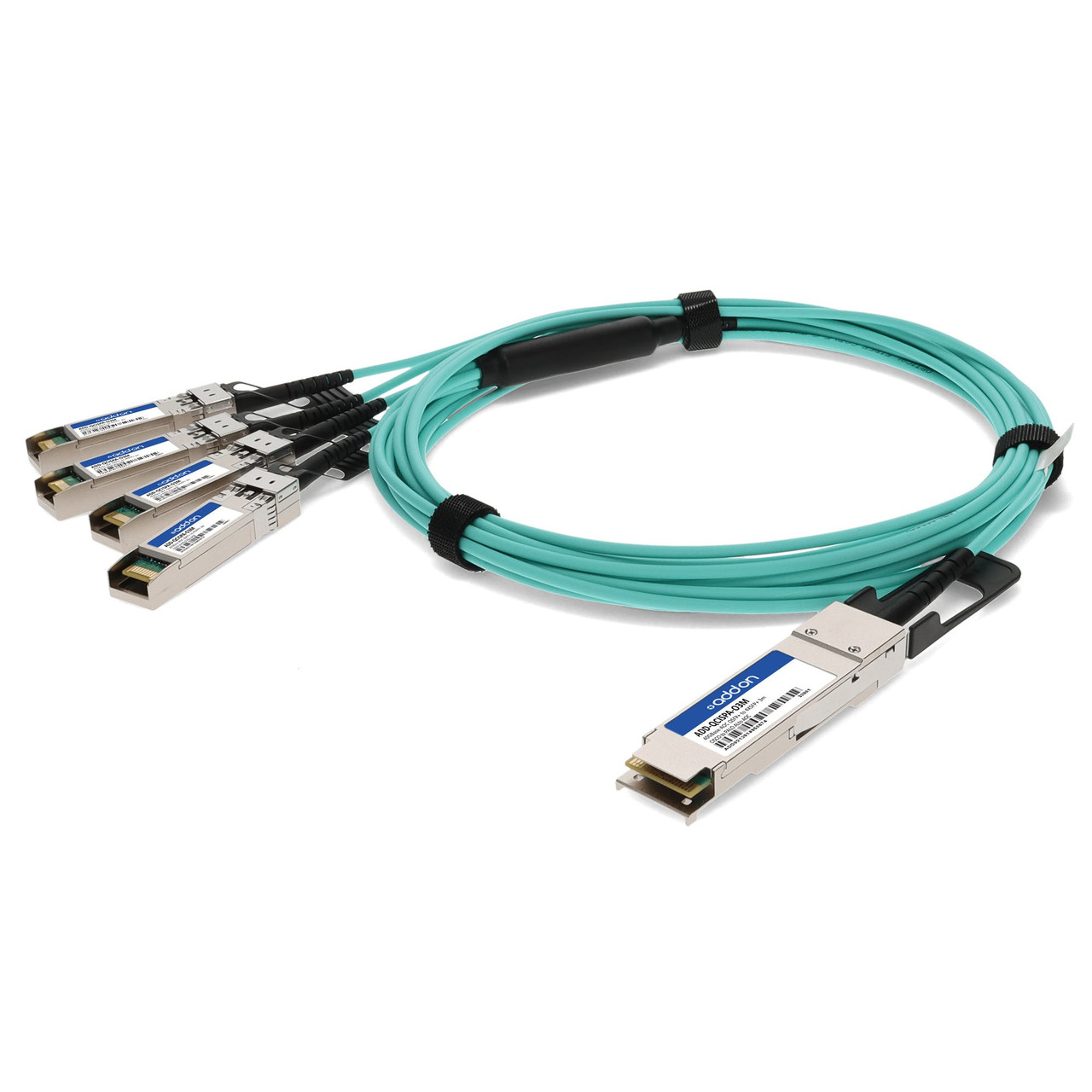 AddOn Networks ADD-QCISPA-O3M InfiniBand/fibre optic cable 118.1" (3 m) QSFP+ 4x SFP+ Aqua color , ADD-QCISPA-O3M