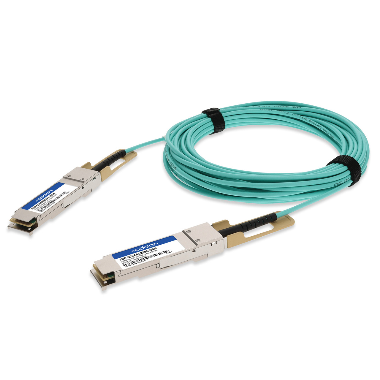 AddOn Networks ADD-Q28ARQ28PA-O3M InfiniBand/fibre optic cable 118.1" (3 m) QSFP28 Active DAC Aqua color , ADD-Q28ARQ28PA-O3M