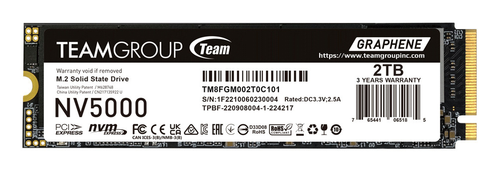 Team Group NV5000 2 TB M.2 PCI Express 4.0 NVMe 3D NAND - TM8FGM002T0C101 , TM8FGM002T0C101