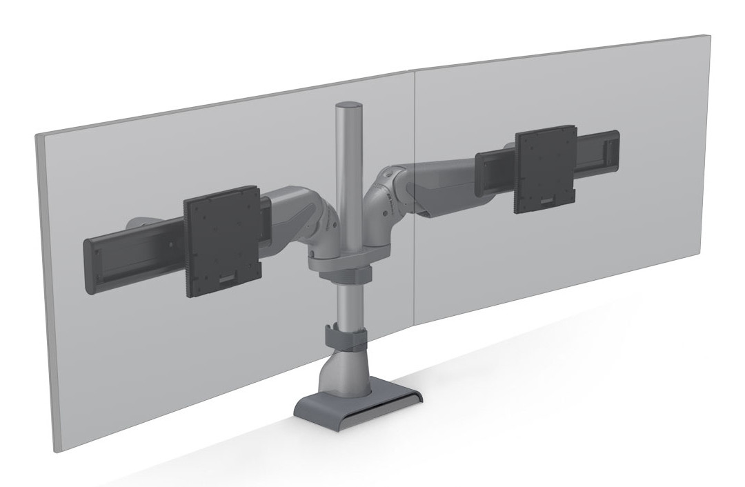 HAT Design Works E5 Dual Dynamic Pole 32" Desk White - E5G-P02D-WHT , E5G-P02D-WHT