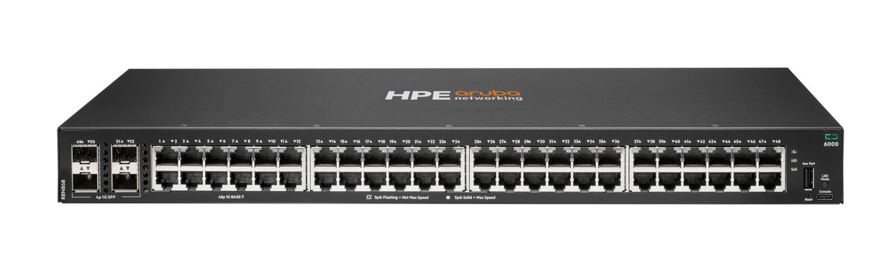 HPE Aruba Networking CX 6000 48p 10M/100M/1G 4p SFP 1G Switch - R8N86B#ABA , R8N86B#ABA
