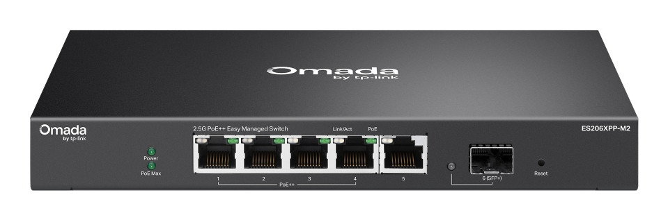TP-Link ES206XPP-M2 network switch Managed L2 2.5G Ethernet (100/1000/2500) Power over Ethernet (PoE) Desktop/Wall-Mounting Black , ES206XPP-M2