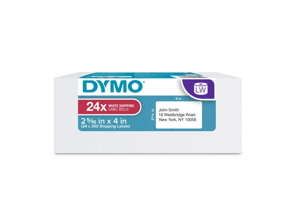 2050769 |DYMO LabelWriter 2050769 Shipping Labels, 4" x 2-5/16", Black on White, 300 Labels/Roll, 24 Rolls/Box (2050769)