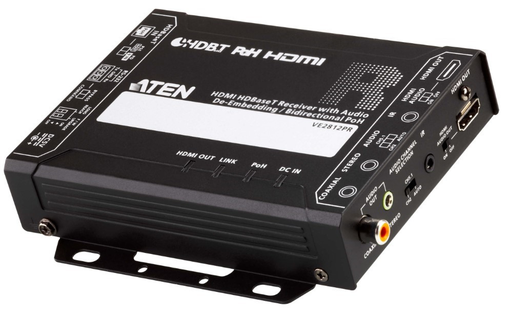 VE2812PR |ATEN VE2812PR HDMI HDBaseT Receiver with Audio De-Embedding, 4K, PoH
