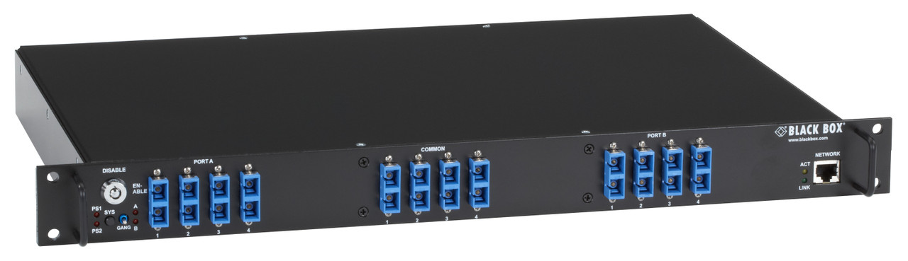 NBS004MA |Black Box Rackmount Gang Switch, 1U, 4-Port Multimode SC, Network Manageable - NBS004MA