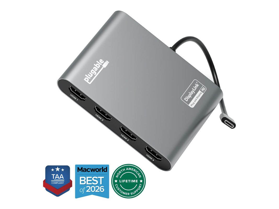 USBC-7400H4 |PLUGABLE TECHNOLOGIES USBC Quad HDMI Dock 100W PD - USBC-7400H4