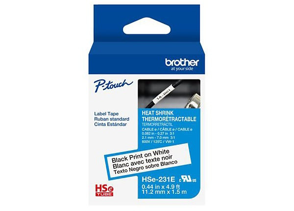 HSE231EG |Brother HSe-231E 3:1 Heat-Shrink Tube, Black on White, 1/2" (12mm - HSE231EG