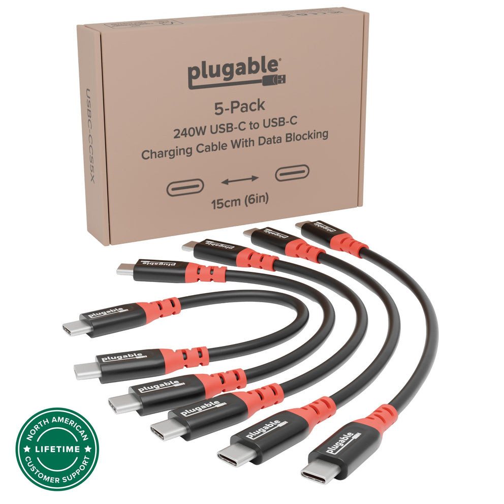 USBC-CCS5X |PLUGABLE TECHNOLOGIES 240W USBC Cable 5Pack - USBC-CCS5X