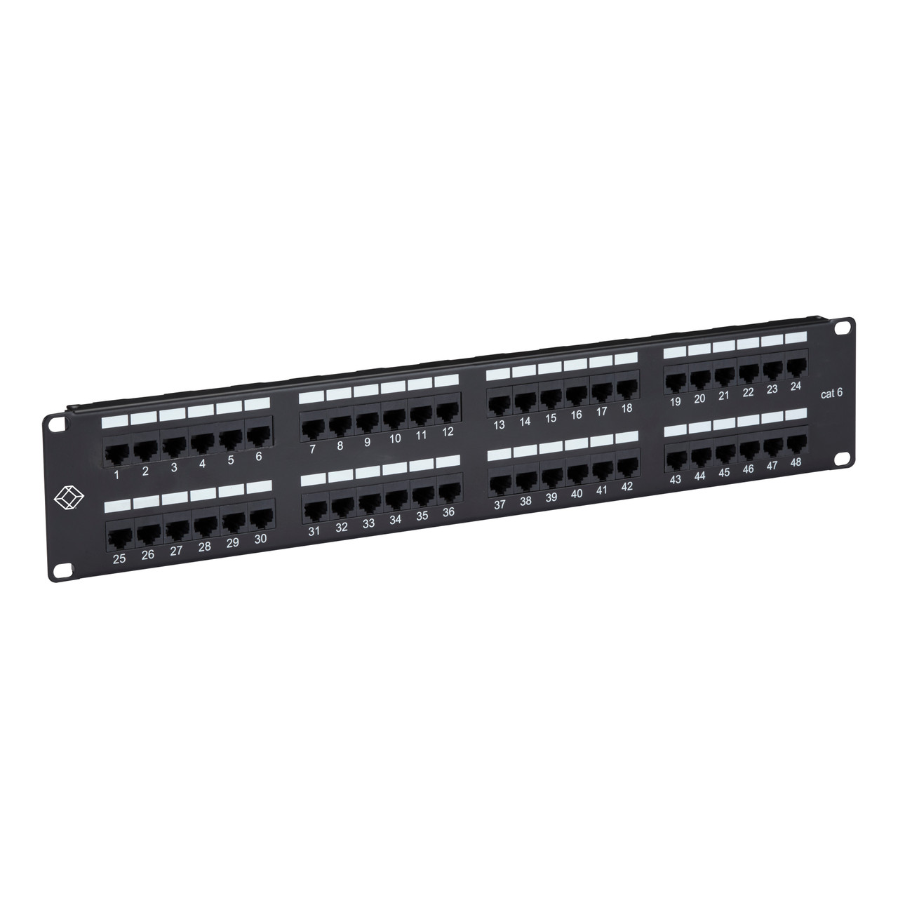 JPM648A-R2 |Black Box CAT6 Patch Panel, Punchdown - 2U, Unshielded, 48-Port - JPM648A-R2