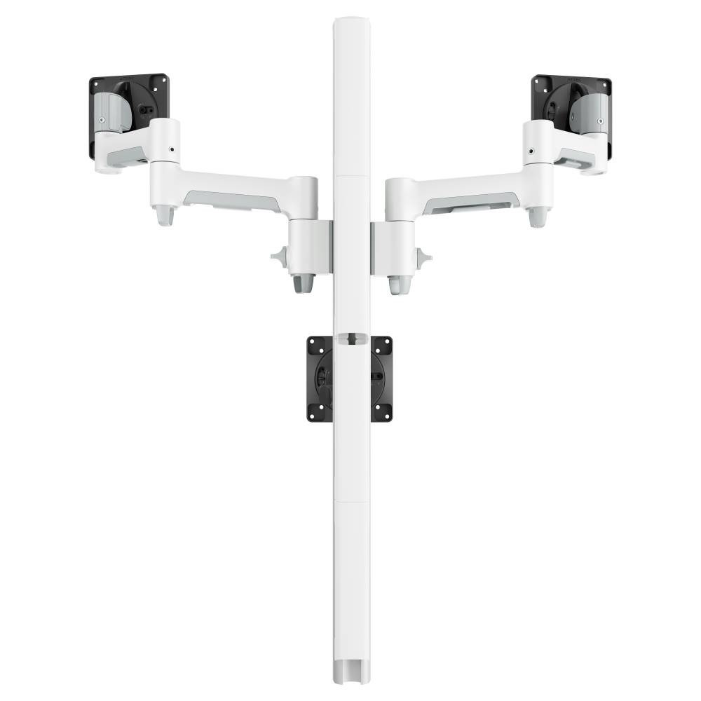AWMS-3-TH467-H-W |Atdec Atdec triple stack monitor mount to support 1 ultrawide monitor up to 26.5 lbs. & 2 smaller monitors up to 40 lbs., white - AWMS-3-TH467-H-W