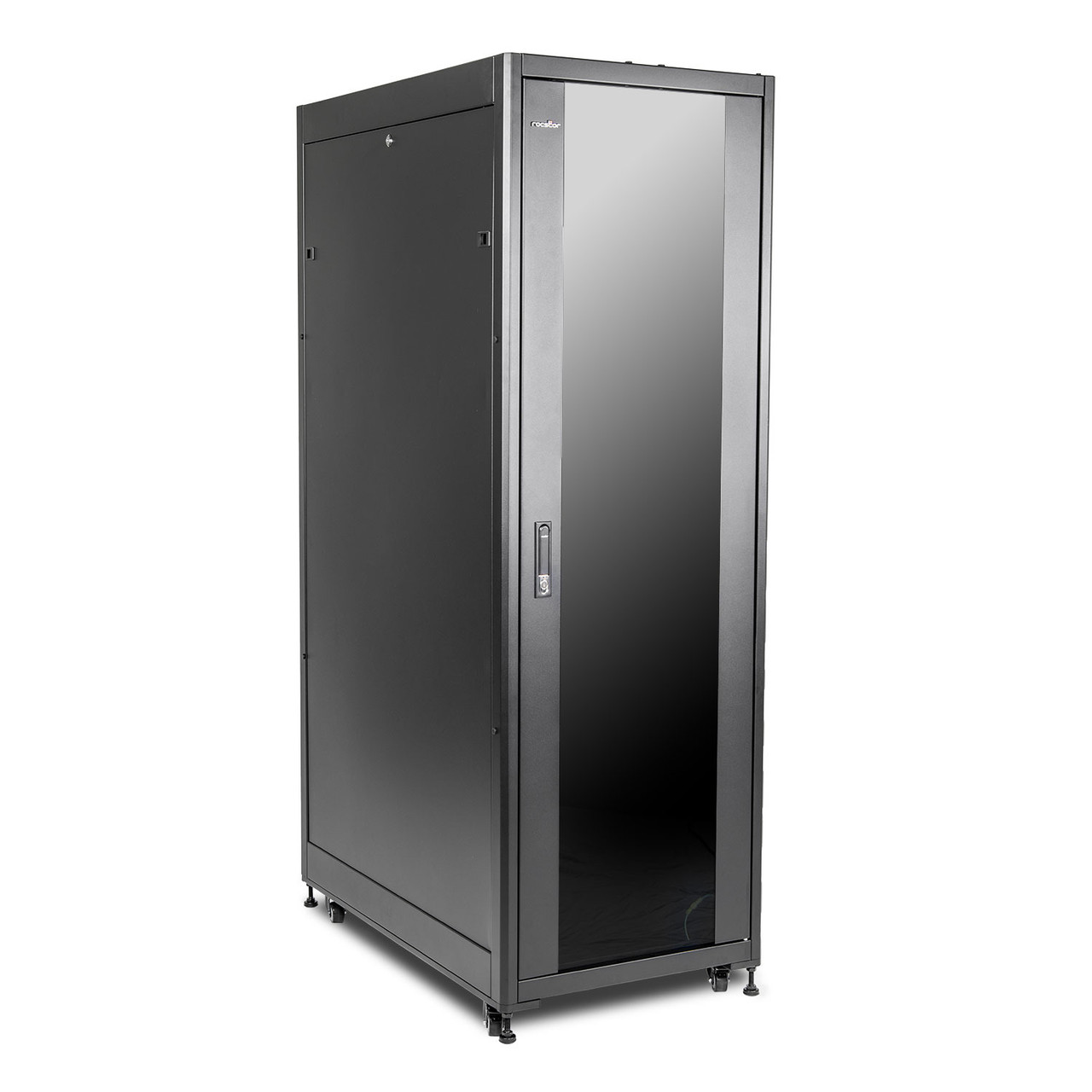 Y10E096-B3 |Rocstor SolidRack R3114G G2 37U Rack Enclosure with Glass Window - 600mm x 1000mm x 37U - Include Doors & Side Panels - 1760 lb Capacity - Assembled - Black - Y10E096-B3