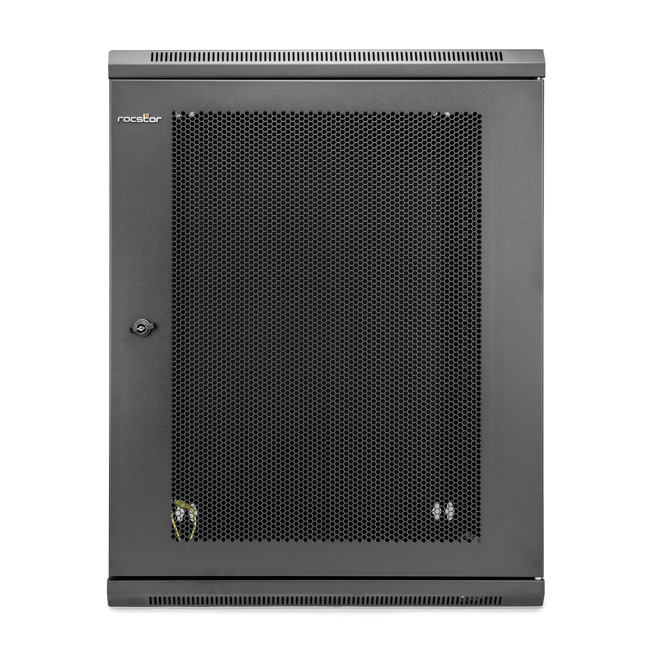 Y10E092-B1 |Rocstor SolidRack 15U Low-Profile Switch-Depth Wall-Mount Half-Height Rack Enclosure - Perforated Door - Hinged Cabinet Swing - 10.42 - 200 lb Capacity- Black - Y10E092-B1